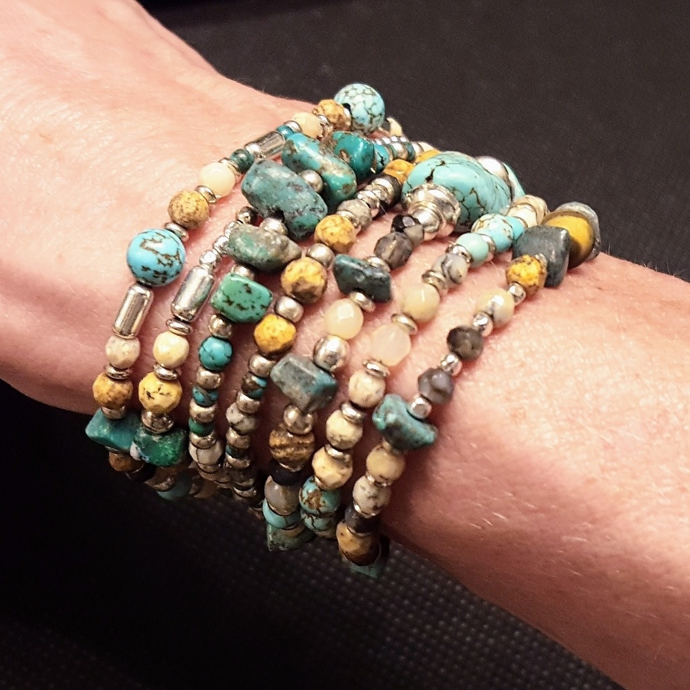 💙 Sterling Silver Beaded Boho Multi-Wrap Bracelet 💕